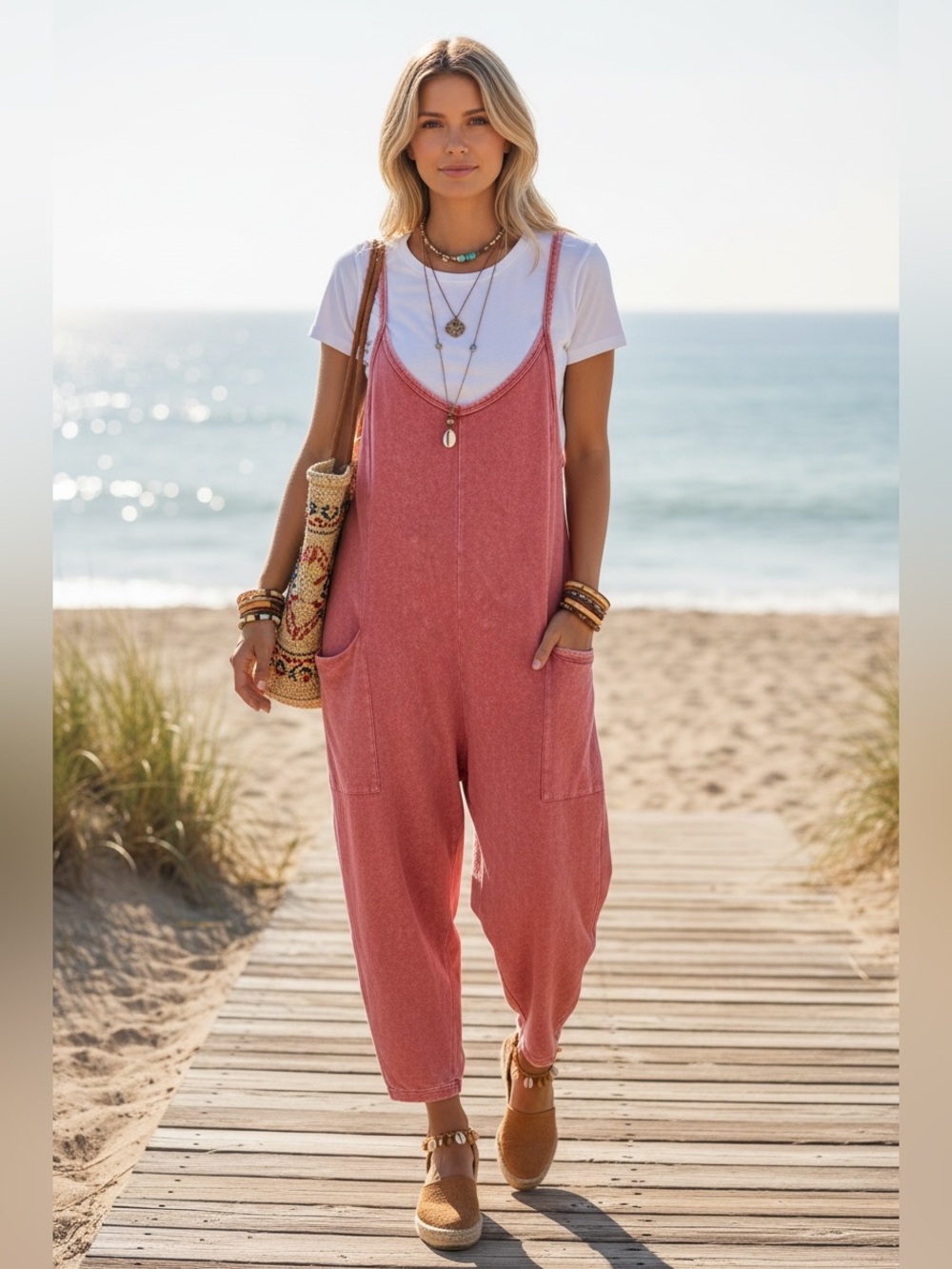 Sincerely Jules Coral Knit One Piece Romper Large NWT